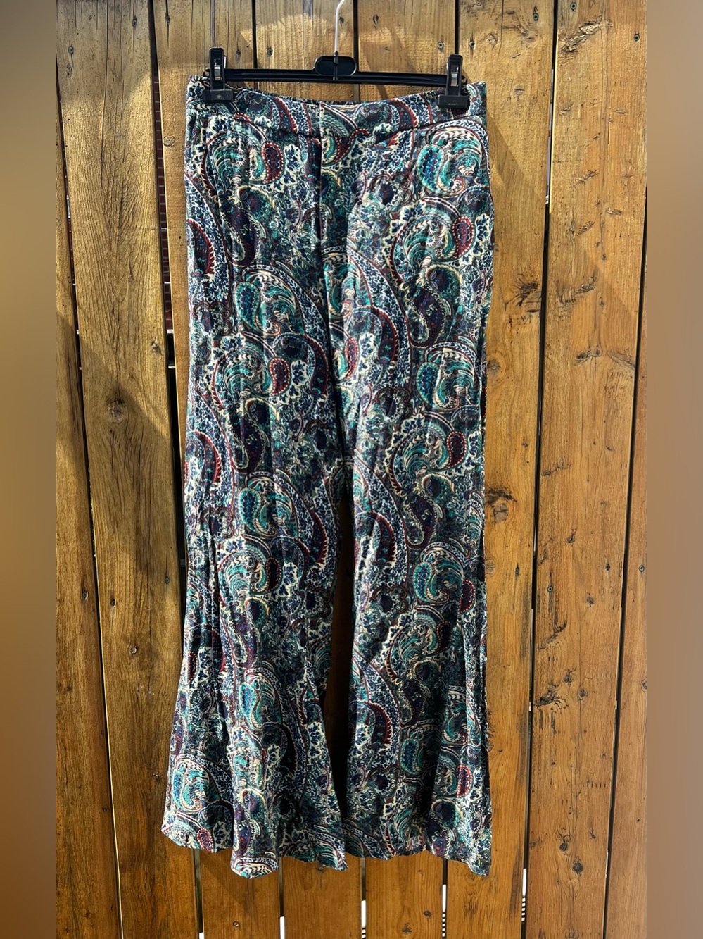 ZARA- Teal Paisley flared Wide-Leg Pants